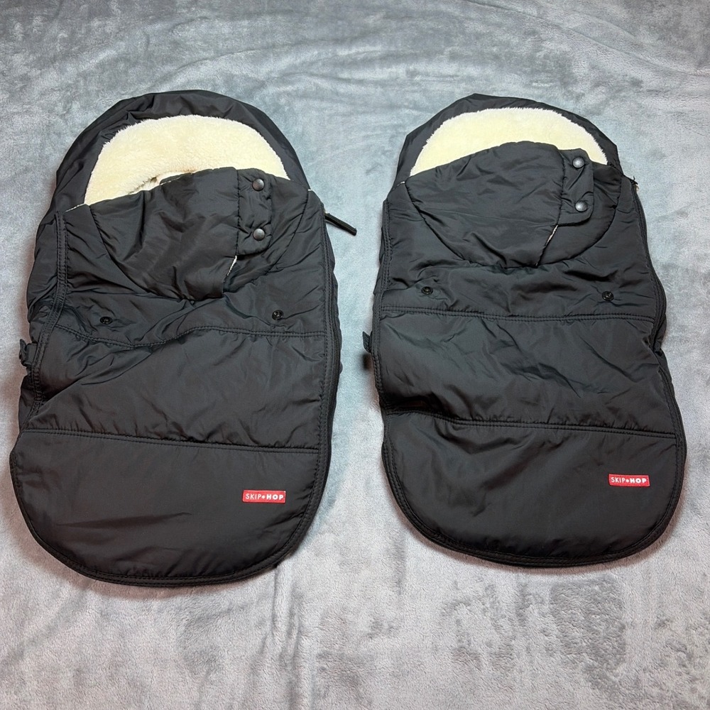 Skip Hop Stroll & Go Car Seat Cover Black Fleece Lined Insulated Set of 2